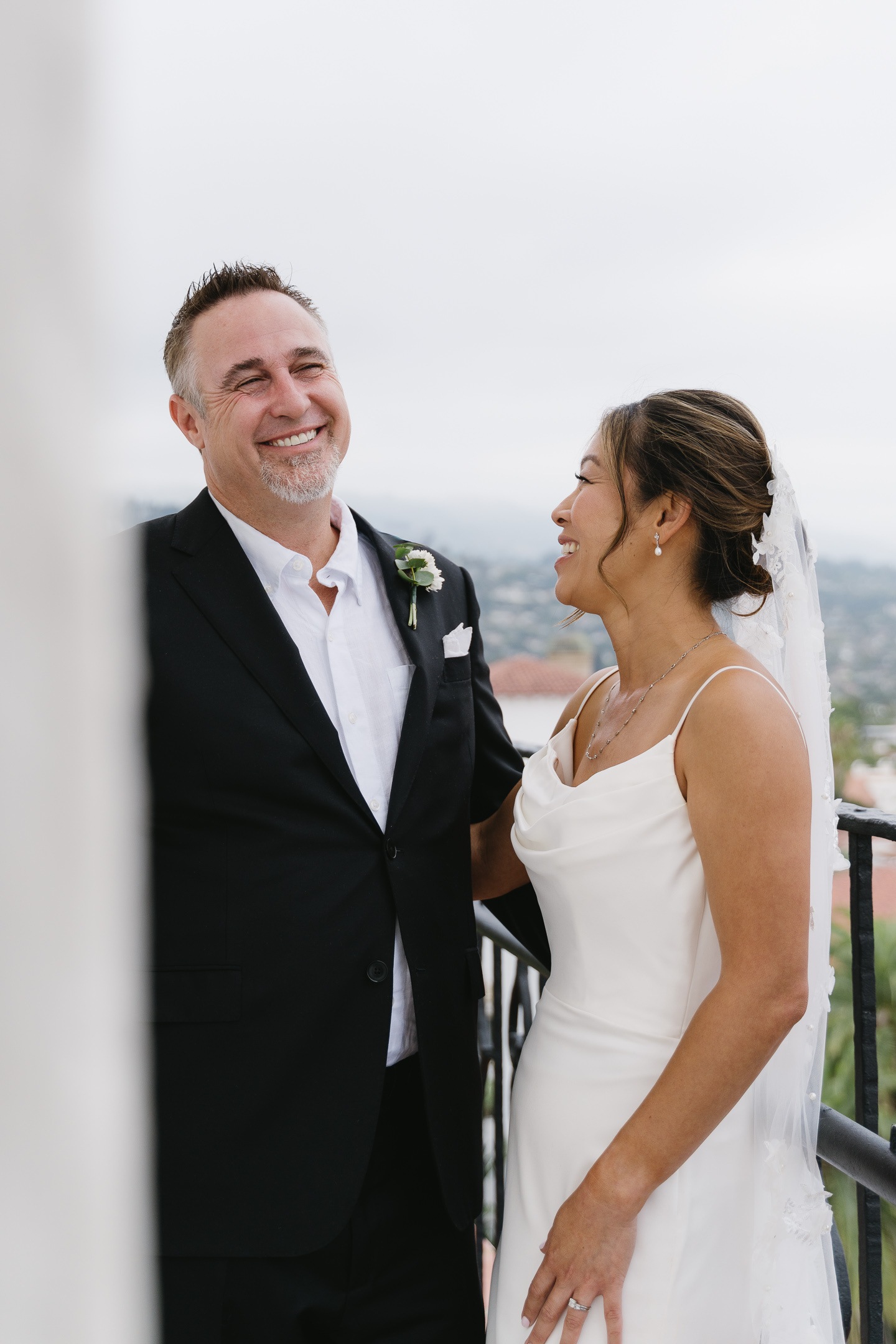 The newlyweds sharing a laugh